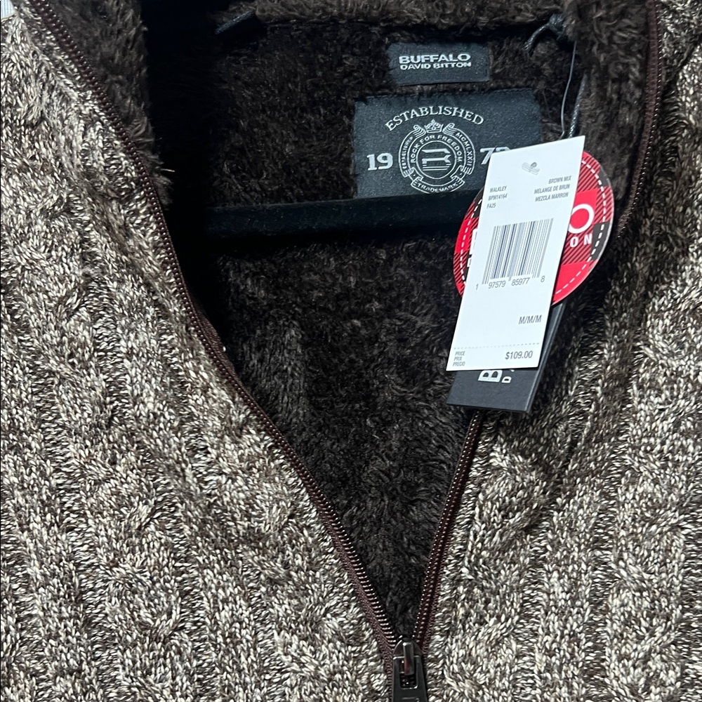 Buffalo David Bitton Men's Zip Up Sweater - Brown. CAJA. #. 3 - Picture 5 of 7